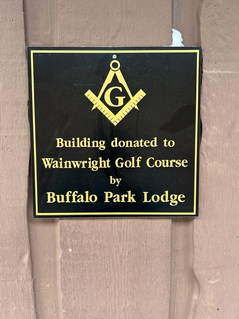 Plaque of Building Donated to Wainwright Golf Course by Buffalo Park Lodge in 2025
